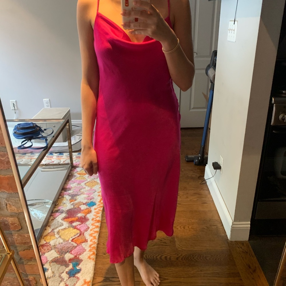 Forever 21 Hot Pink Midi Slip Dress